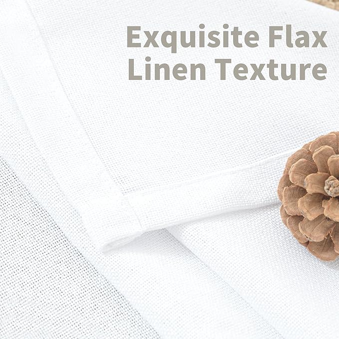 YoungsTex 40 Inch Length White Linen Curtains - Image 4