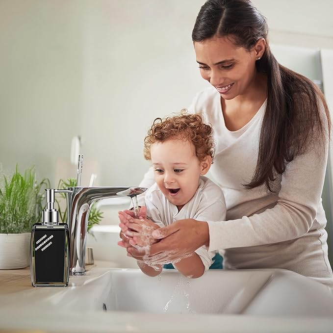 Black Soap Dispenser with Refillable Plastic Pump - Image 4