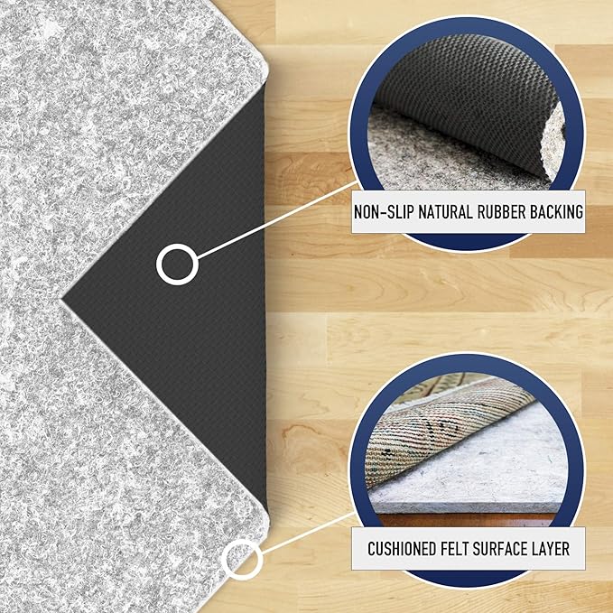 RUGPADUSA - Dual Surface - 9'x12' - 1/4" Thick - Felt + Rubber - Non-Slip - Image 3