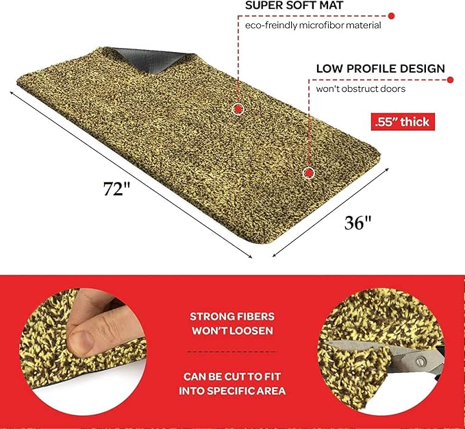 Premium Microfiber Indoor Door Mat – 36"x72" Washable Entry Mat, Waterproof - Image 2