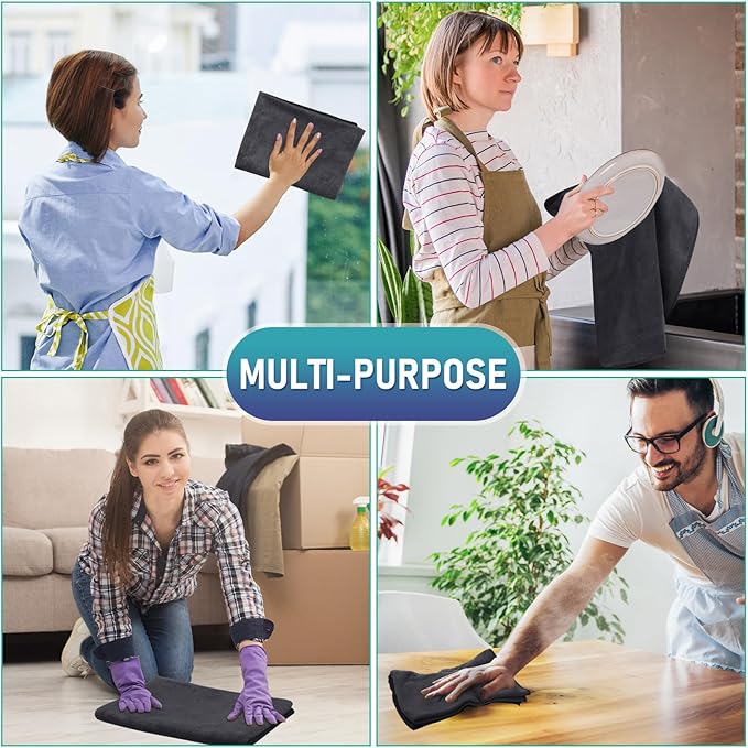 Newwiee 6 Pcs Extra Large Microfiber Cleaning Cloth 30" x 20" Washable Reusable - Image 6