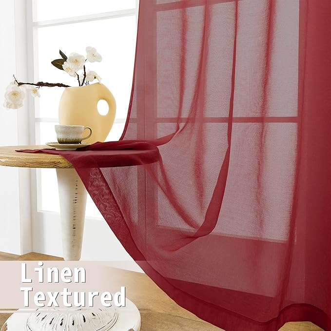 Tollpiz Sheer Door Curtains Closet Linen Textured Curtain Sheers Doorway Light - Image 4