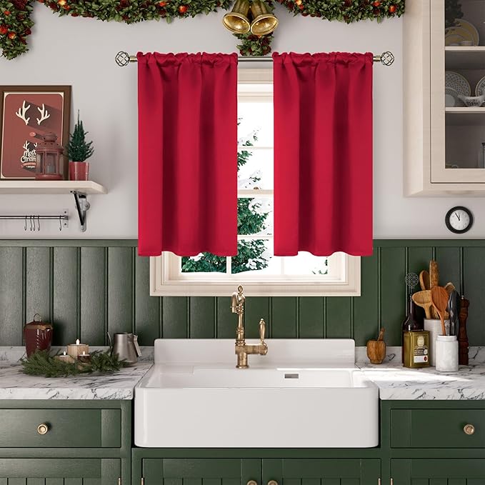 BGment Red Blackout Curtains 40 Inches Length - Image 2