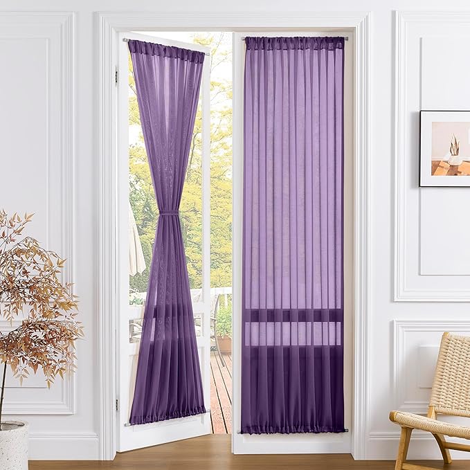 Tollpiz Sheer Door Curtain Closet Linen Textured Curtain Sheers Doorway Light by Tollpiz