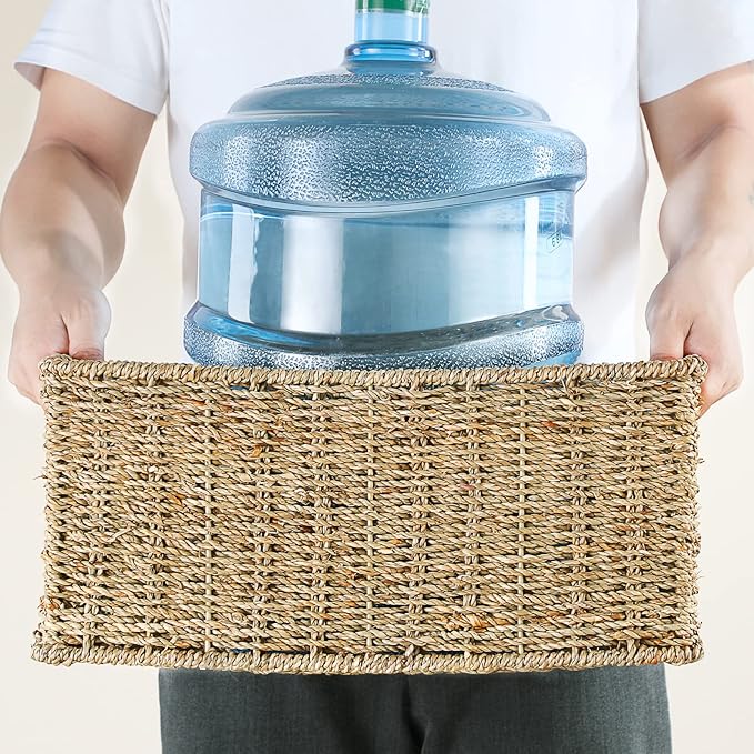 HOONEX Large Wicker Baskets for Storage, Seagrass Baskets - Image 5
