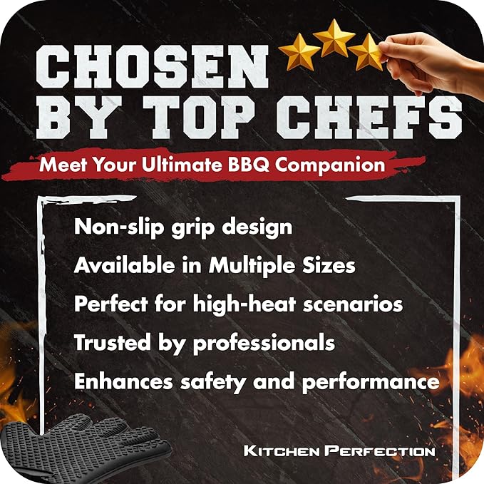 KITCHEN PERFECTION Silicone Smoker Oven Gloves -Extreme Heat Resistant BBQ - Image 6