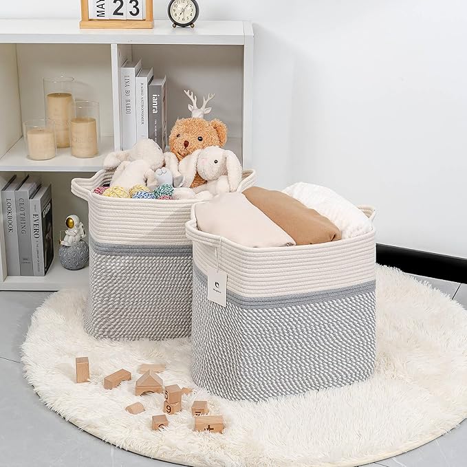 Storage Baskets for Clothes Fabric Cotton Rope Storage Basket - Image 4