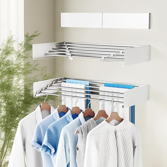 Drying Rack Clothing, Clothes Drying Rack Wall Mounted, Collapsible Hanging - Image 7