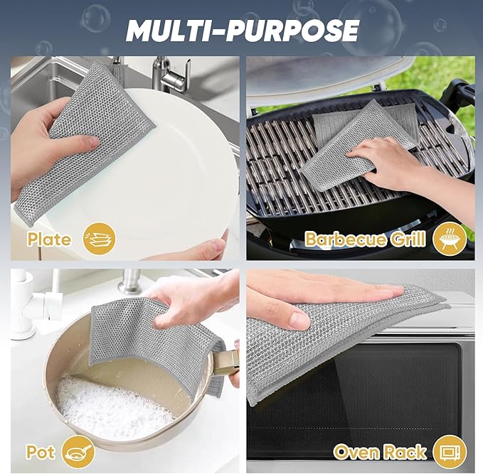 Orighty Multipurpose Wire Dishwashing Rag 12 Pcs, Upgraded Double-Layer - Image 7