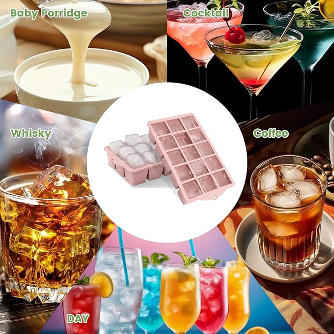 Silicone Ice Cube Tray, 2 Pack Easy-Release Stackable Ice Trays - Image 7
