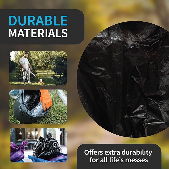 Home and Kitchen Durable Black Trash Bags, 12-16 Gallon, Strong and Puncture - Image 3