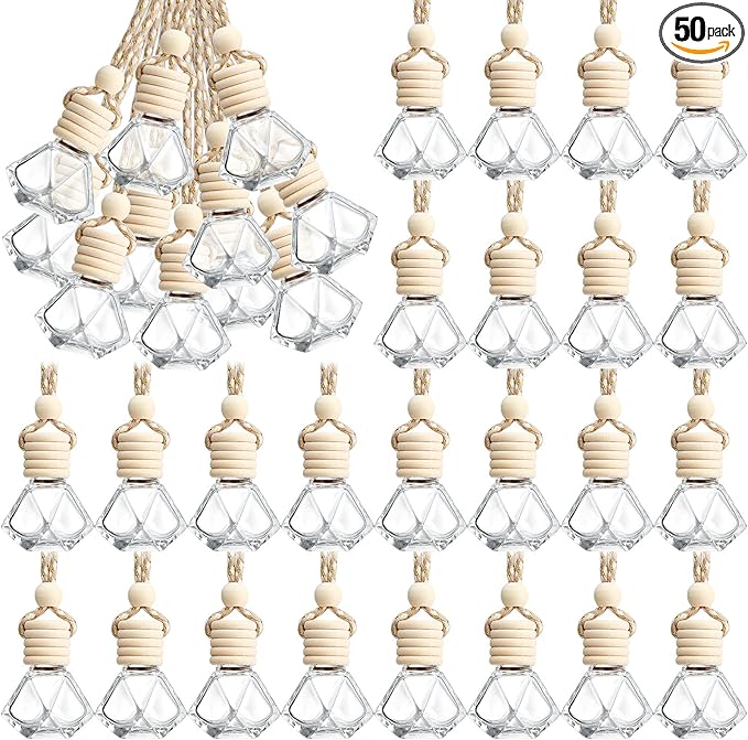 BBTO 50 Pcs Hanging Car Air Freshener Car Diffuser Bottles Empty Glass Perfume by BBTO