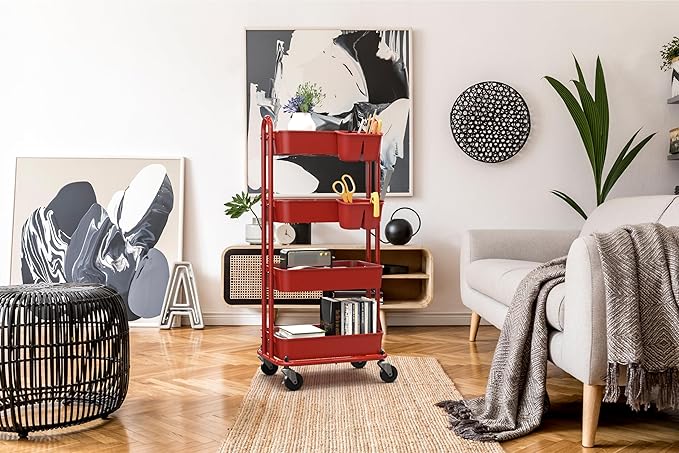 Simple Houseware 4-Tier Multifunctional Rolling Utility Cart - Image 8