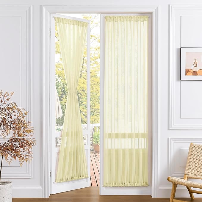 Tollpiz Sheer Door Curtain Closet Linen Textured Curtain Sheers Doorway Light by Tollpiz