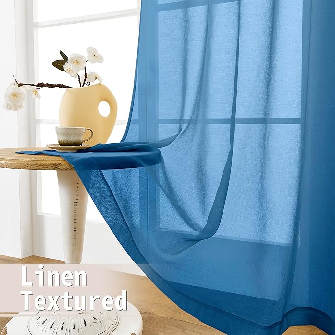 Tollpiz Sheer Door Curtains Closet Linen Textured Curtains Sheer Doorway Light - Image 4