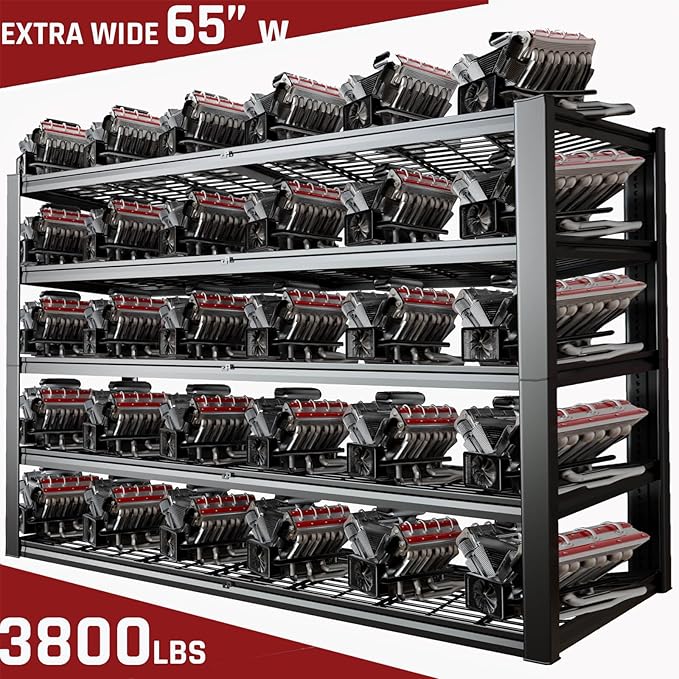 65" W Garage Shelving Heavy Duty, 5 Tier Garage Shelves, Commercial Metal Shelf - Image 4