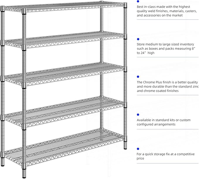 2200 Lbs 5 Tier Storage Rack Metal Wire Shelving Unit, Storage Standing Shelf - Image 7
