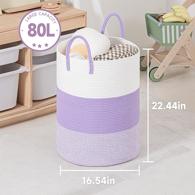 CLHMILY&Z 80L Laundry Basket Round Storage Rope Basket - Image 6