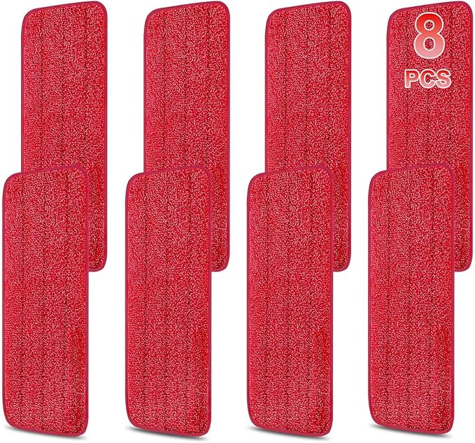 8 Pack 16.5 inch Reusable Mop Pads Microfiber Spray Mop Replacement Heads by H-Gamely