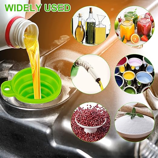 Kitchen Funnel Set 7 Pack, Collapsible Silicone Funnel - Image 6