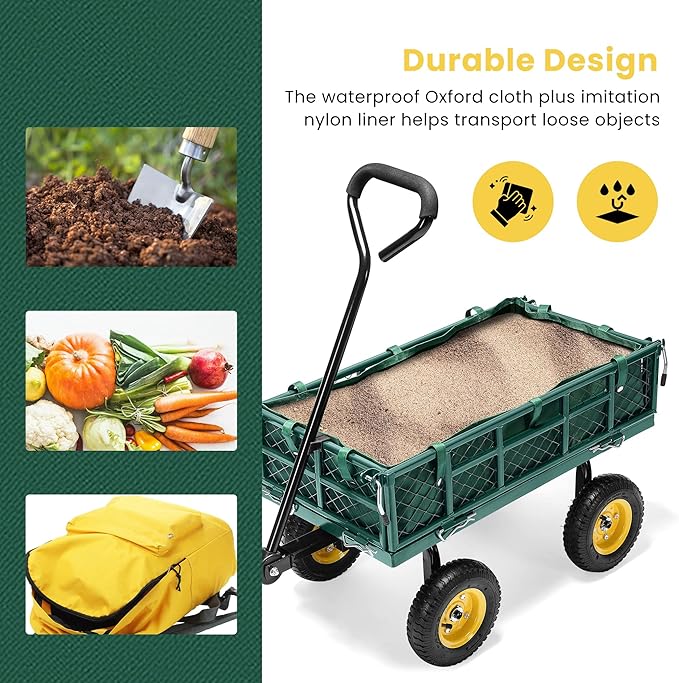 VIVOHOME Heavy Duty 400 Lbs Capacity Mesh Steel Garden Cart Folding Utility - Image 3