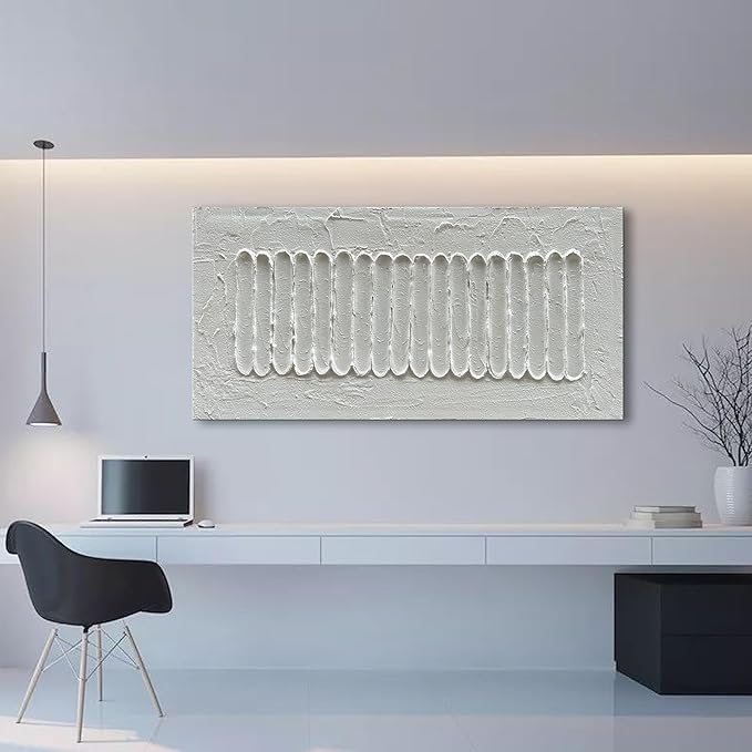 NANKAI Art 24x48 Inchs White Minimalist Art Oil Painting Hand Painted Thick - Image 7