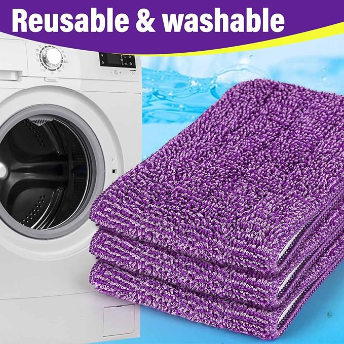 15 inch Mop Pads Refills, 6 Pack Microfiber Reusable Replacement Mop Pads Flat - Image 5