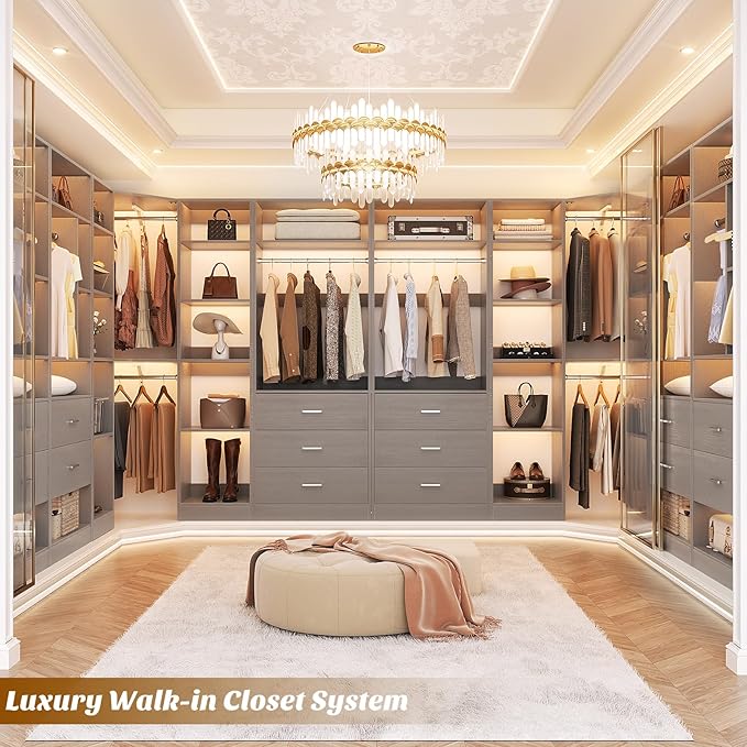 Corner Closet System with 6 Drawers, Closet Organizer System with 14 Shelves & - Image 2