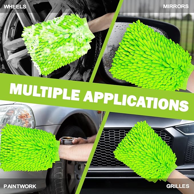 Car Wash Mitt, 2 Pack Premium Chenille Microfiber Wash Mitt, Scratch-Free & - Image 7