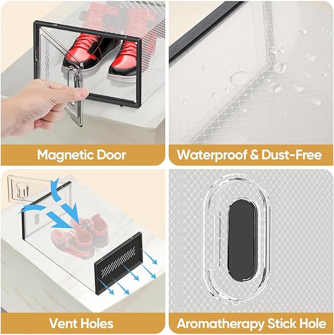 BALEINE 12 Pack Stackable Shoe Storage Boxes Fit Size 9, Thickened Clear Shoe - Image 2