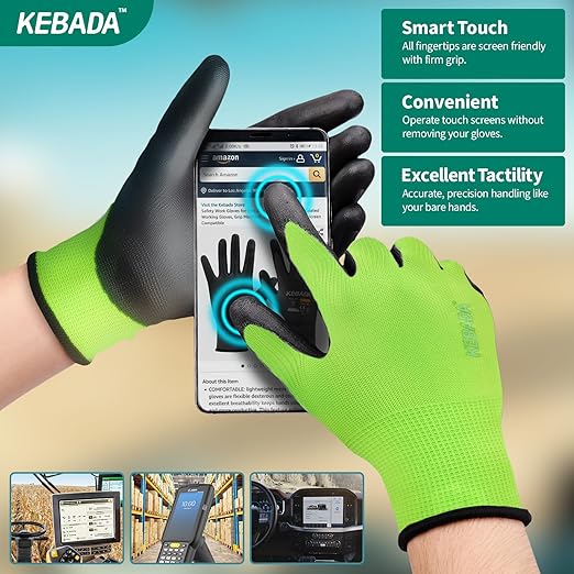Kebada W1 Work Gloves for Men and Women, PU Coated Safety Gloves - Image 3