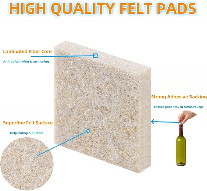 FURNIGEAR Felt Furniture Pads for Hardwood Floors - Image 4