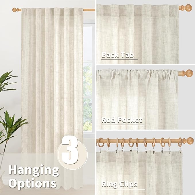 YoungsTex Linen Curtains for Living Room 2 Panels - Image 6