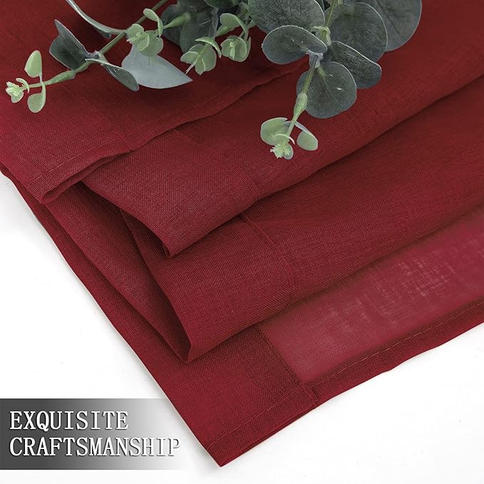 Tollpiz Sheer Curtains Bedroom Linen Textured Curtain Sheers Light Filtering - Image 7
