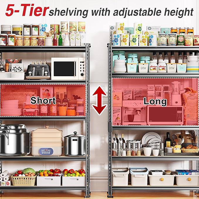TigerParty 2050LBS Heavy Duty Garage Shelving, 5-Tier Adjustable Storage Shelves - Image 6