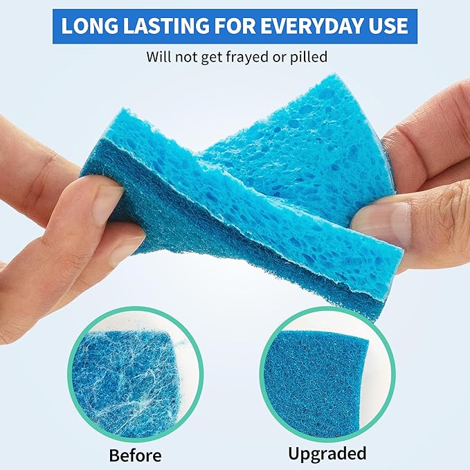 HOMERHYME Non-Scratch Cellulose Scrub Sponges 24 Pack, Kitchen Sponge - Image 3