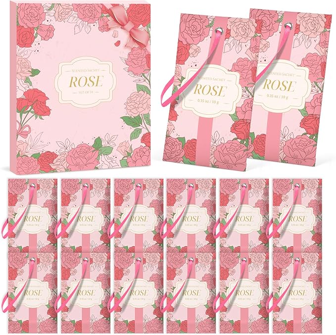 SCENTORINI Scented Sachets for Drawers and Closets, Rose Scent 14 Pack - Image 8
