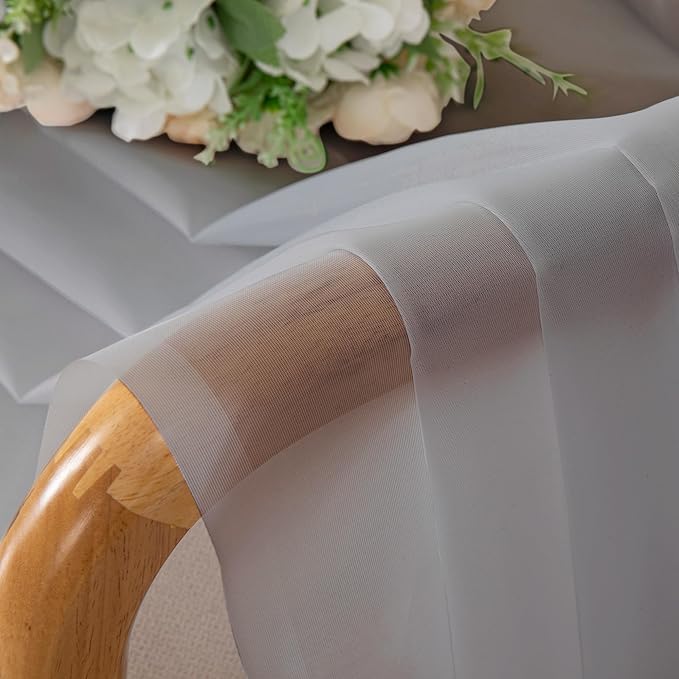 Chyhomenyc Light Grey Sheer Curtains 30 inch Length 2 Panels, Light Filtering - Image 4