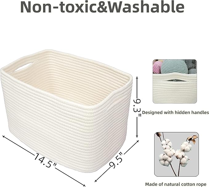 Cotton Rope storage Basket Bins Woven Basket - Image 2