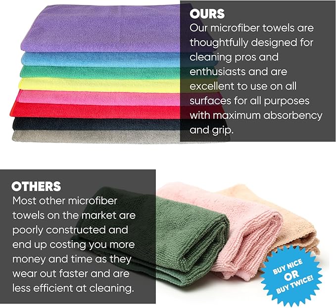 12" x 12" Pro Multi-Surface Microfiber Cleaning Cloths | Purple - Image 7