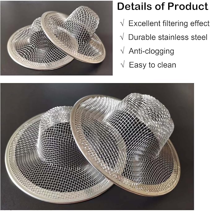 10PCS Mesh Sink Drain Strainer Bathroom, 2.75" Stainless Steel Slop Basket - Image 3