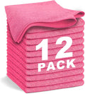 Pink Microfiber Cleaning Cloth 13"x13", Ultra Soft Absorbent Microfiber by WEAWE