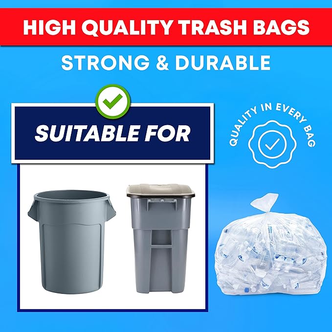 Tasker 30-33 Gallon Clear Trash Bags Heavy Duty Large Plastic Bags - Image 5
