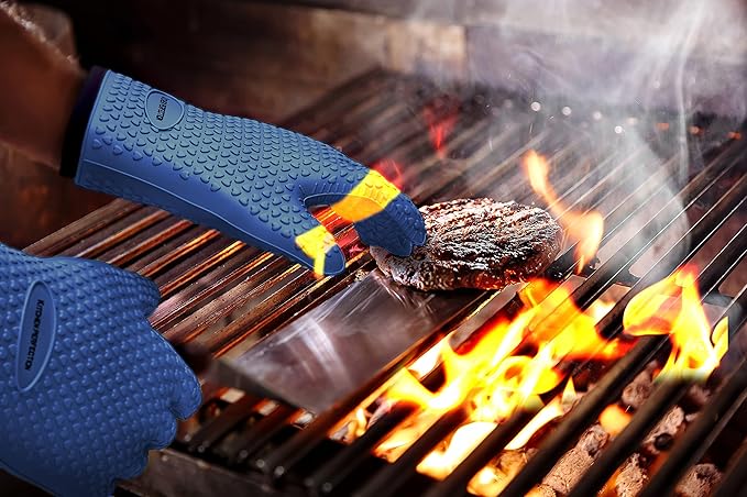 KITCHEN PERFECTION Silicone Smoker Oven Gloves -Extreme Heat Resistant BBQ - Image 8