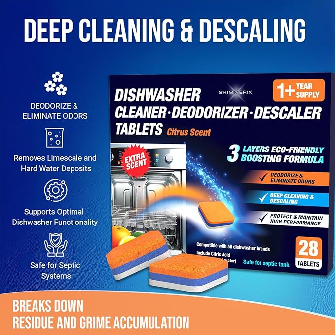 Washing Machine Cleaner Tablets Front Loader 28 Pack & Dishwasher Cleaner - Image 2