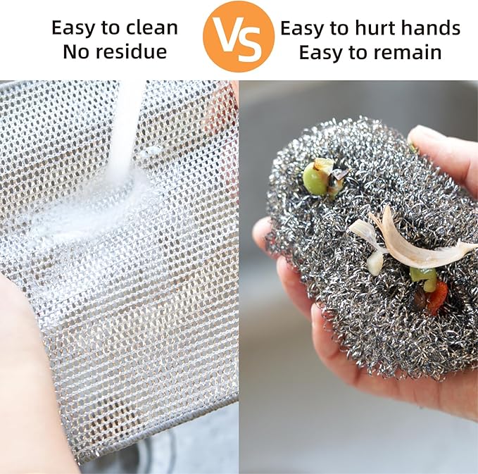 5Pcs Non Scratch Wire Dishcloth, Steel Metal Wire Cloth Mesh Miracle Cleaning - Image 4