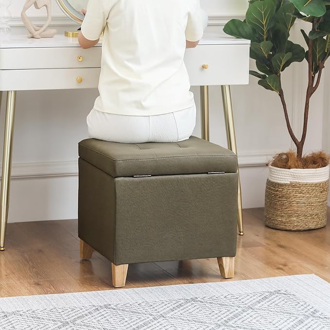 Adeco Fabric Storage Ottoman Bench - Image 5