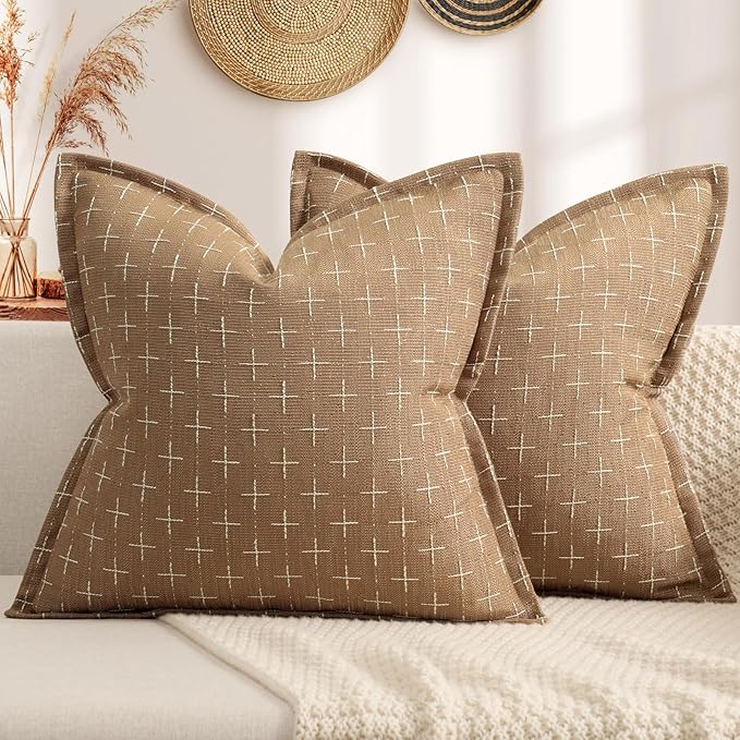 ZWJD Throw Pillow Pillow Covers 24x24 Set of 2 Soft Polyester Textured Pillow by ZWJD