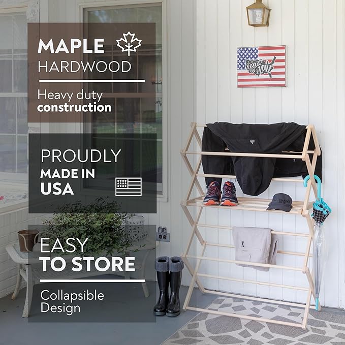 Pennsylvania Woodworks Clothes Drying Rack: Solid Maple Hard Wood Laundry Rack - Image 2