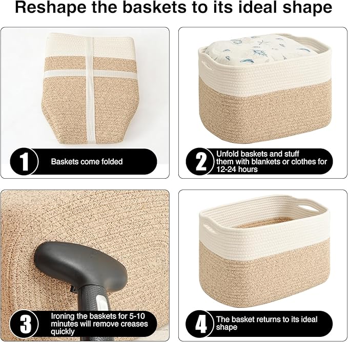 Storage Baskets for Organizing & Shelves, Woven Cotton Rope Organization Bins - Image 7